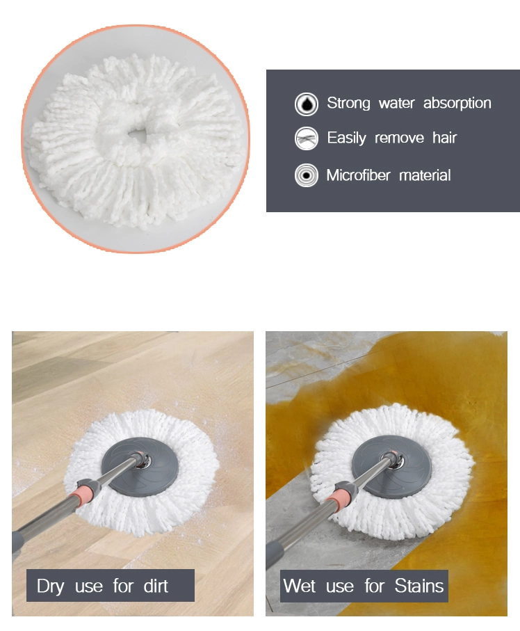 Twist Mop Microfiber Cloth Head Floor Cleaning Extendable Pole