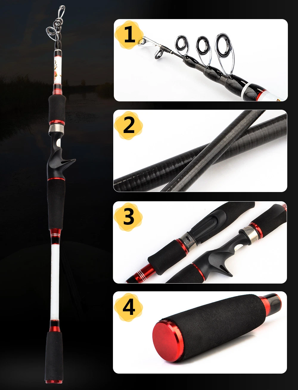 Telescopic Carbon Sea Rod Cast Straight Handle Sea Fishing